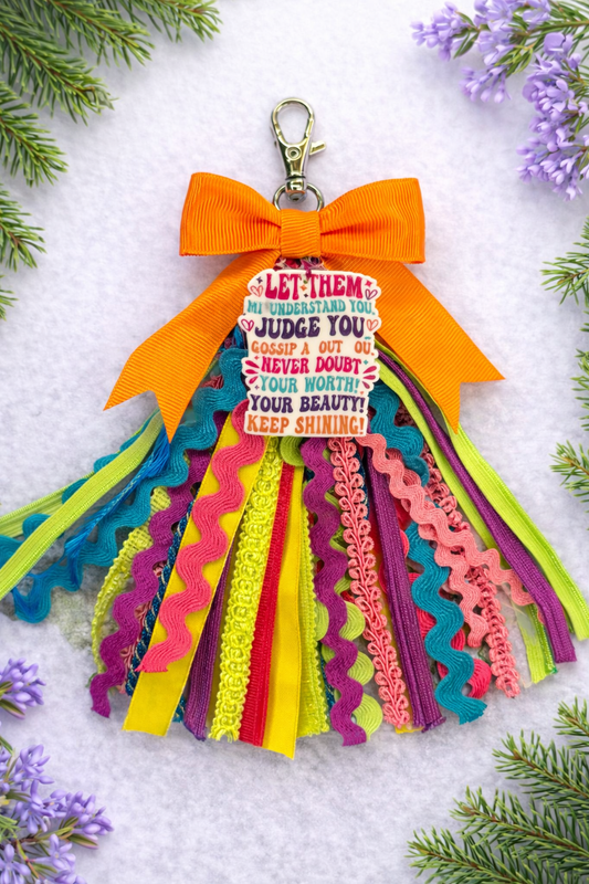Affirmation Keychain | Positive Quote Tassel Charm | Colorful Bag Charm | Inspirational Gift | Petal & Spruce