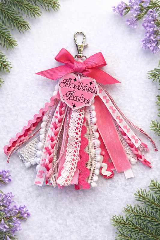 Bookish Babe Keychain | Pink Tassel Bag Charm | Reader Gift | Book Lover Accessory | Petal & Spruce