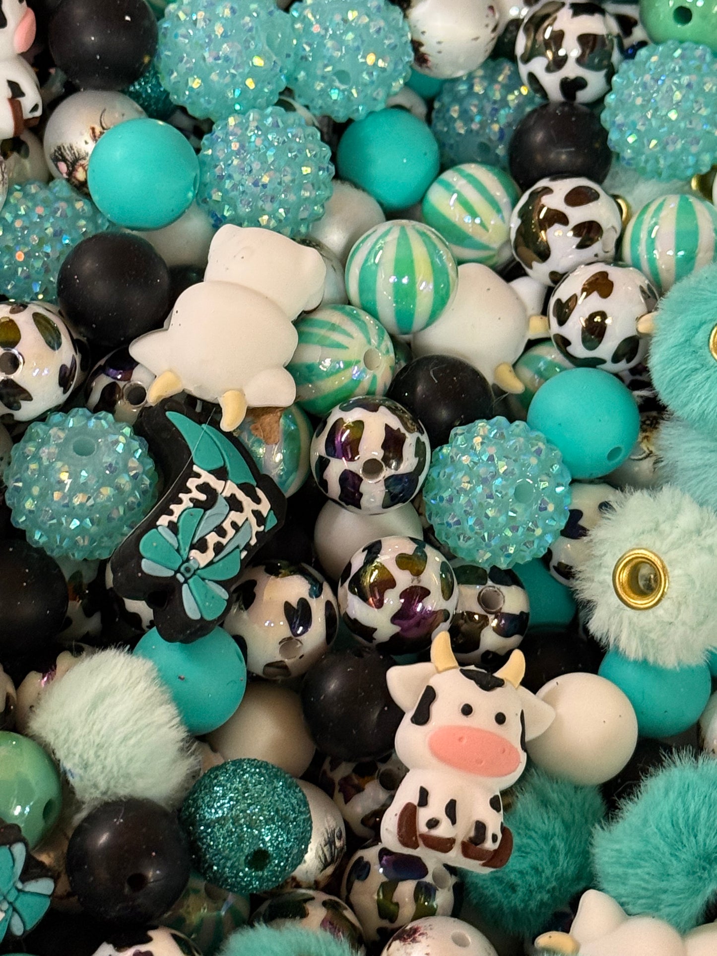 Boots & Bows Bead Mix- Western Cow Print 4 oz