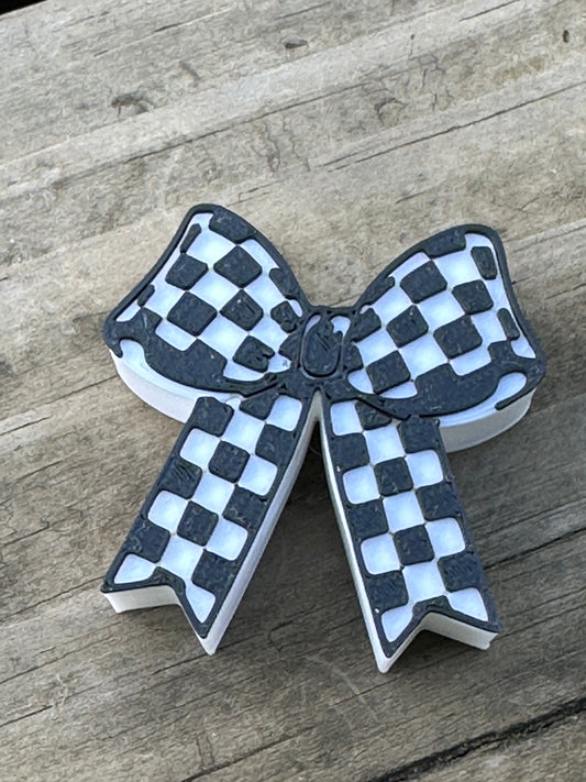 Checkered Bow Straw Charm