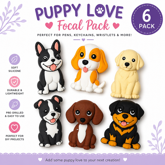 Puppy Love Focal Bead Pack | Dog Silicone Focals for DIY Crafts, Pens, Keychains & Accessories